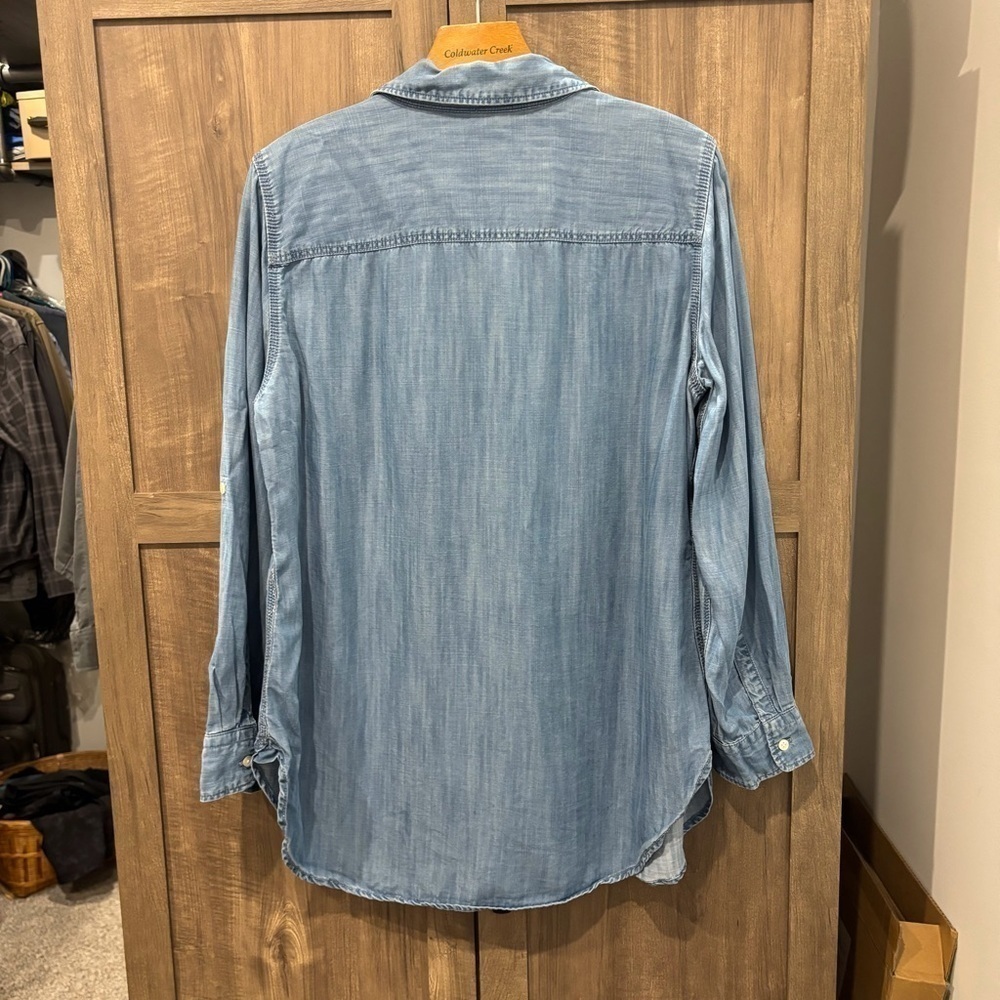Talbots Size X Chambray Denim Button Down Shirt L… - image 2
